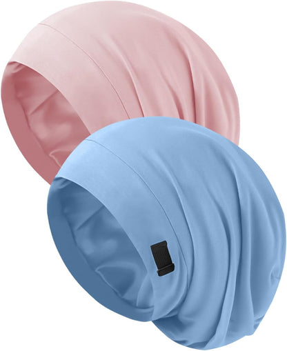 Silk Bonnet for Sleeping Women, Adjustable Silky Satin Lined Sleep Cap, Silk Hair Wrap Slouch Beanie Hat