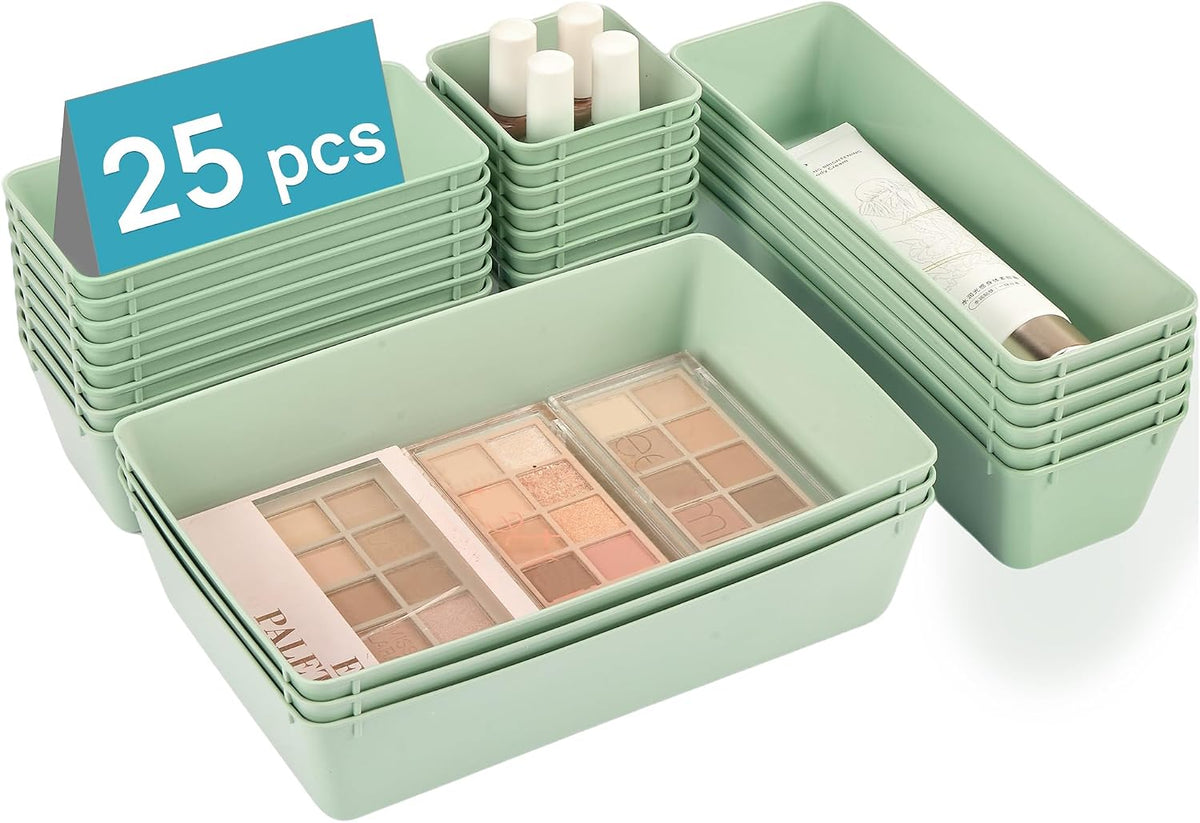 25-Piece Clear Drawer Organizer Set