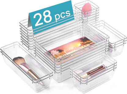 25-Piece Clear Drawer Organizer Set