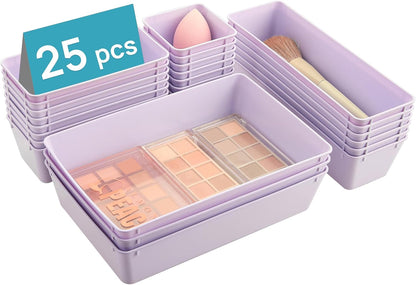 25-Piece Clear Drawer Organizer Set