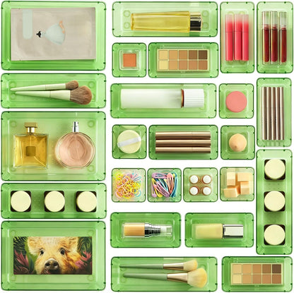 25-Piece Clear Drawer Organizer Set