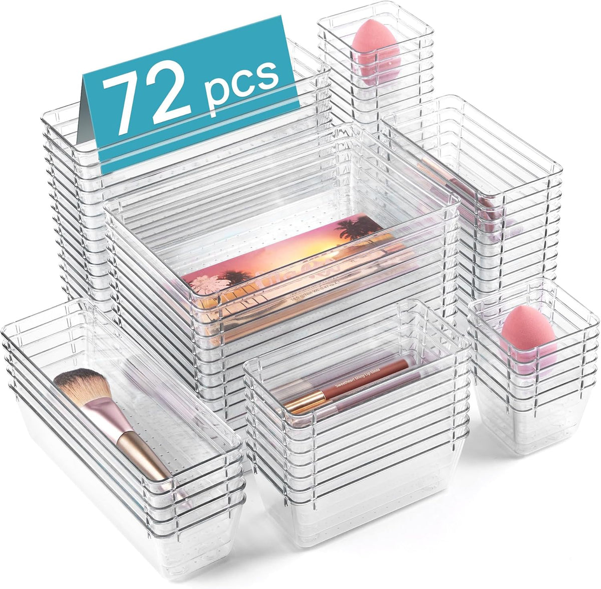 25-Piece Clear Drawer Organizer Set