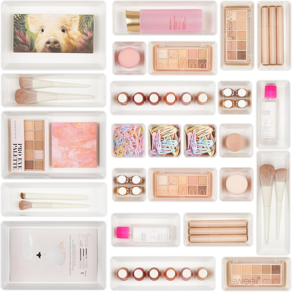 25-Piece Clear Drawer Organizer Set