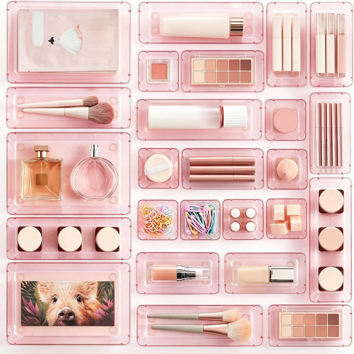 25-Piece Clear Drawer Organizer Set