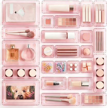 25-Piece Clear Drawer Organizer Set