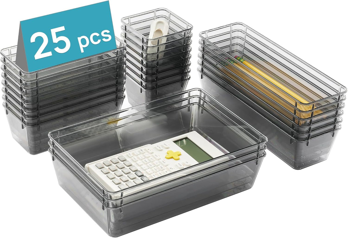 25-Piece Clear Drawer Organizer Set