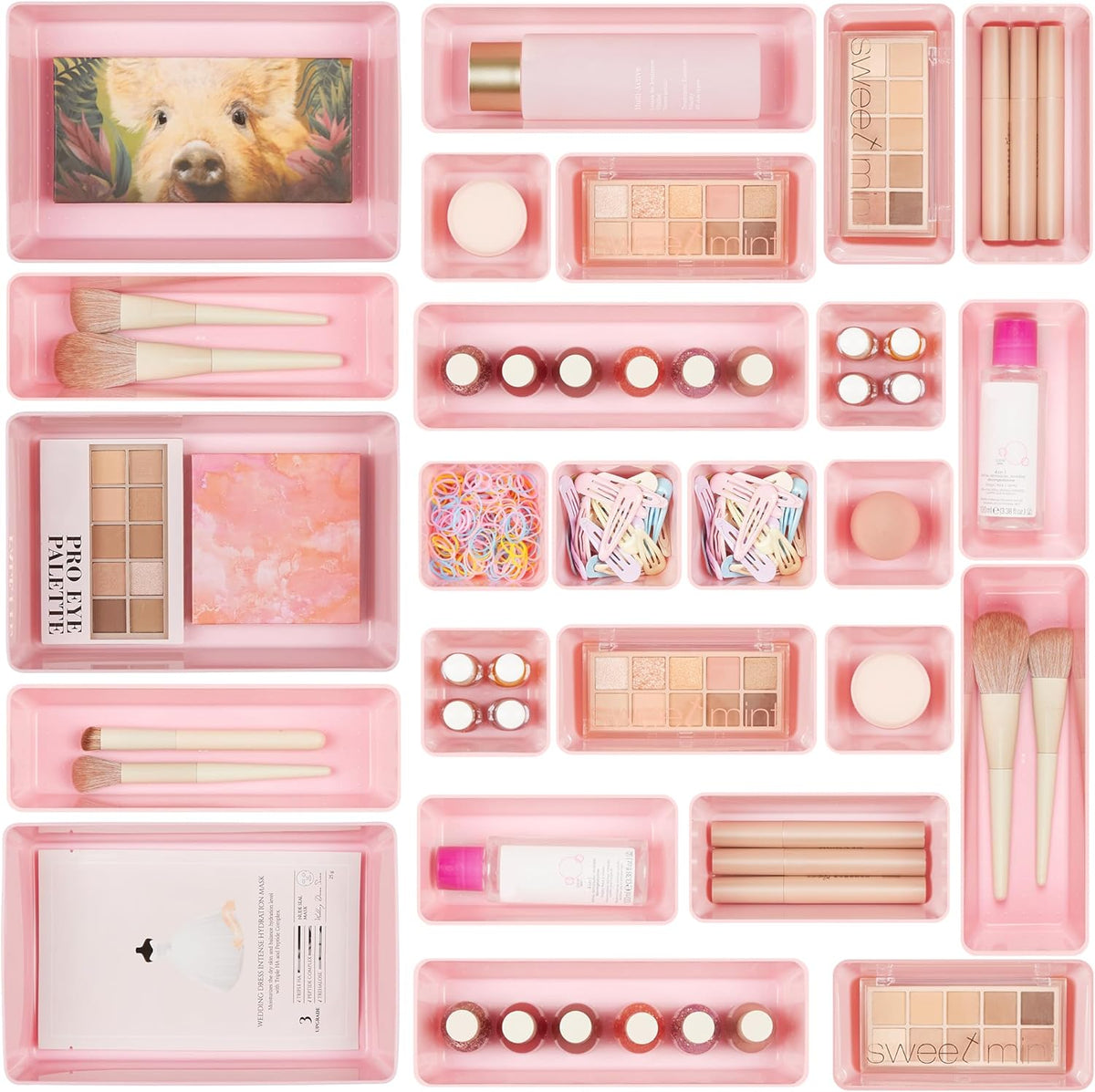 25-Piece Clear Drawer Organizer Set