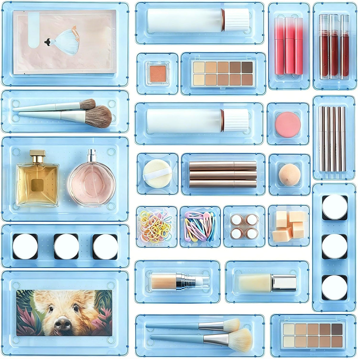 25-Piece Clear Drawer Organizer Set
