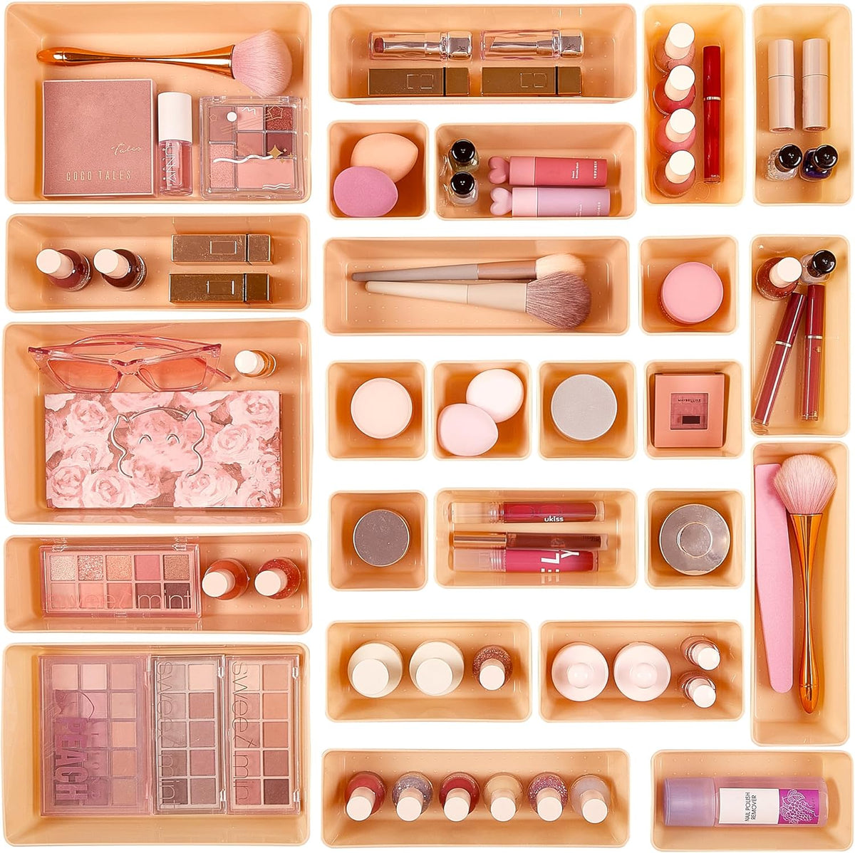 25-Piece Clear Drawer Organizer Set