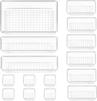 25-Piece Clear Drawer Organizer Set