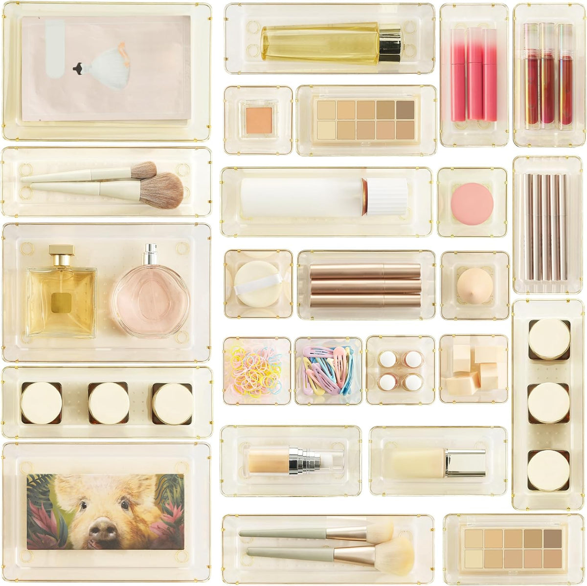 25-Piece Clear Drawer Organizer Set
