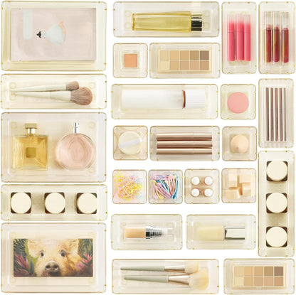 25-Piece Clear Drawer Organizer Set